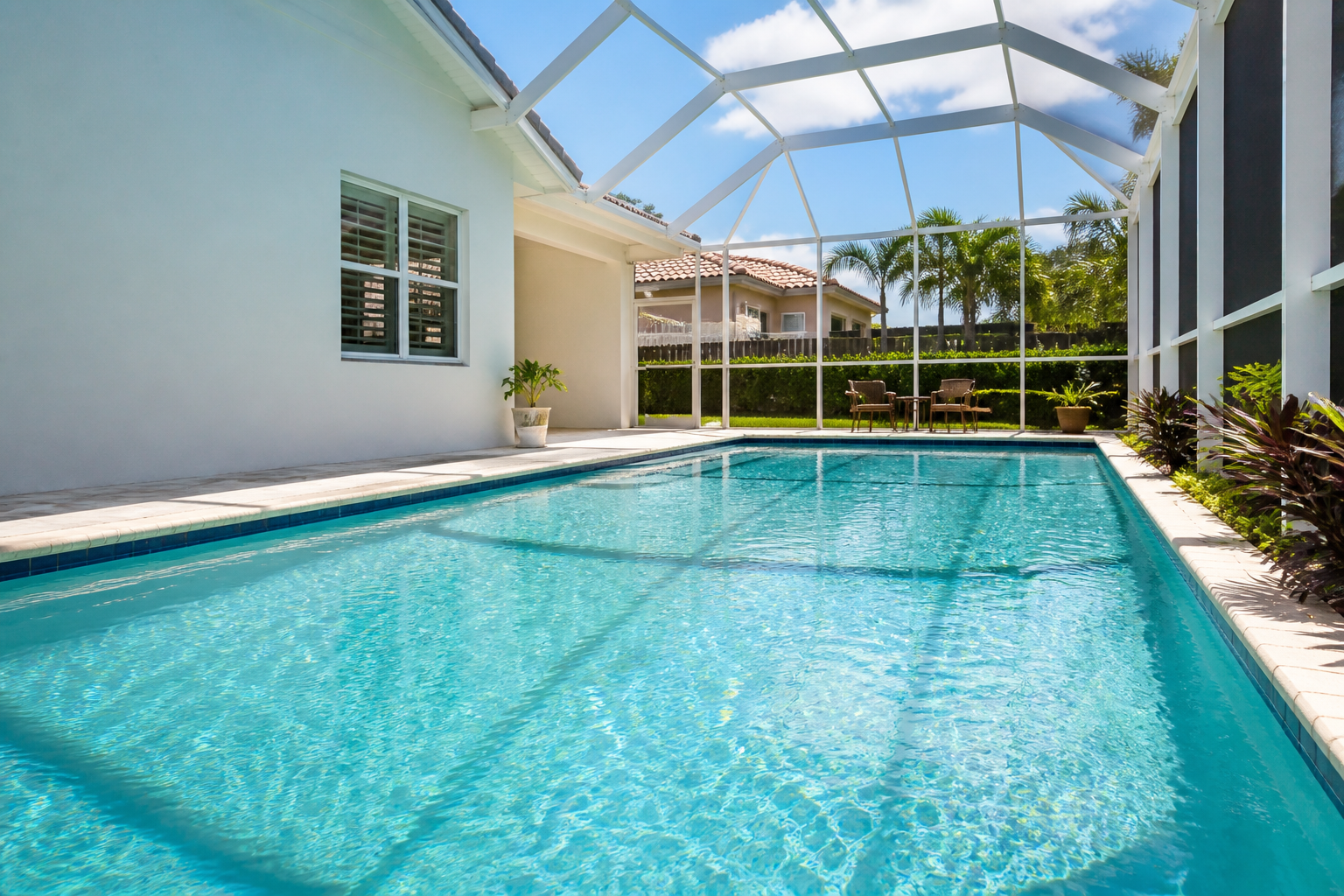Clear residential swimming pool in South Florida
