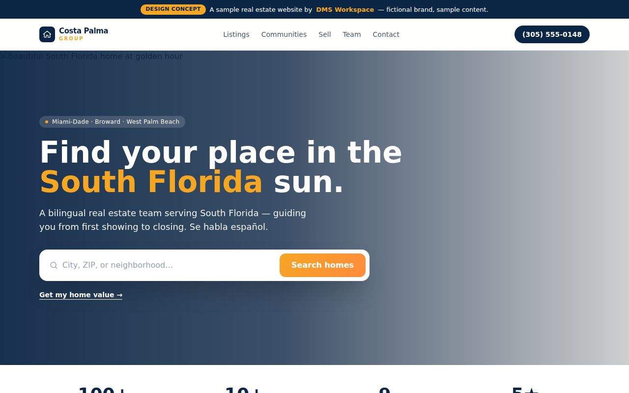 Costa Palma Group — real estate website design concept