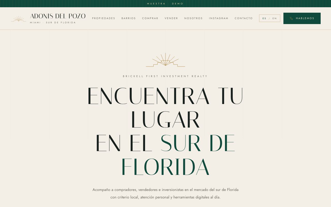 Adonis del Pozo — demo personalizado de sitio web