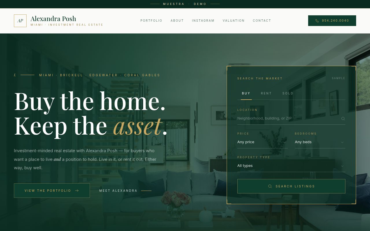 Alexandra Posh — demo personalizado de sitio web