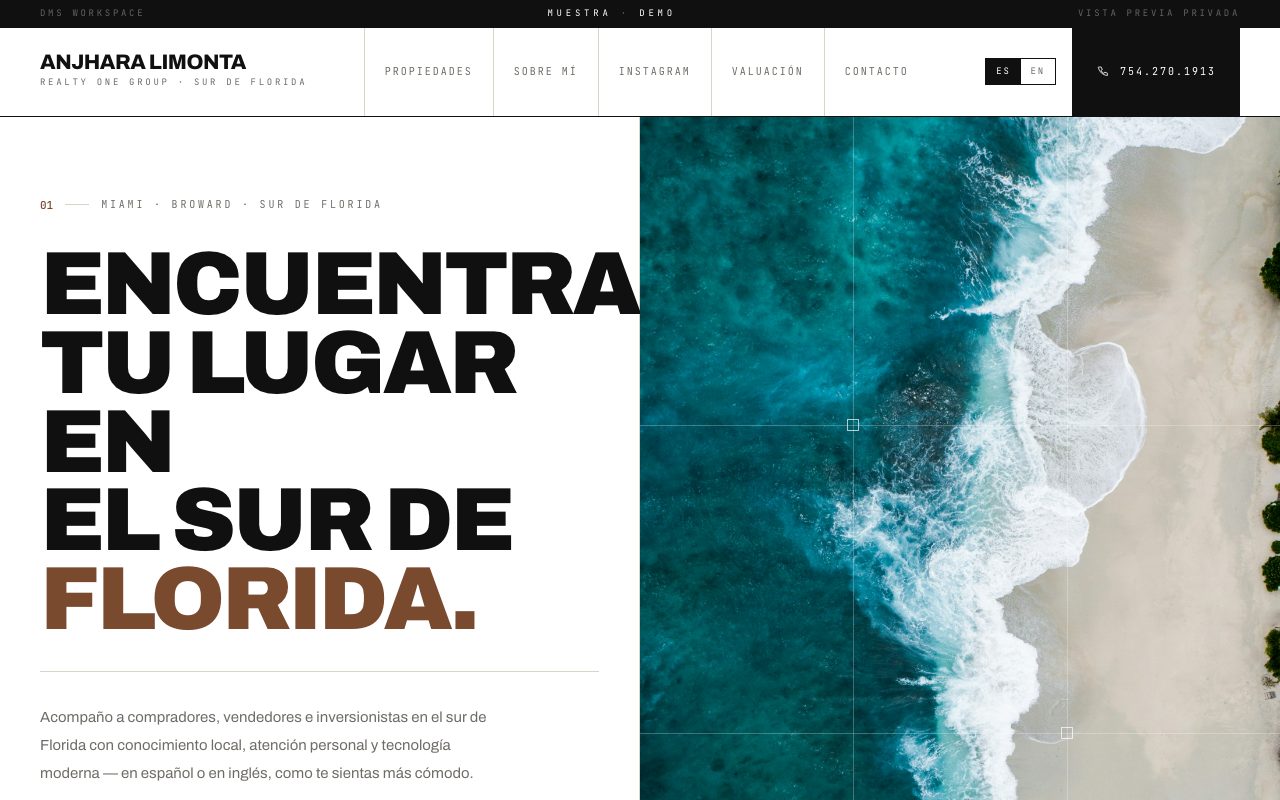 Anjhara Limonta — demo personalizado de sitio web