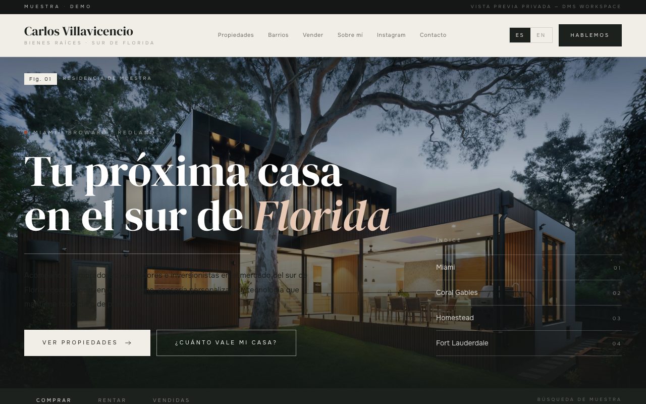 Carlos Villavicencio — demo personalizado de sitio web