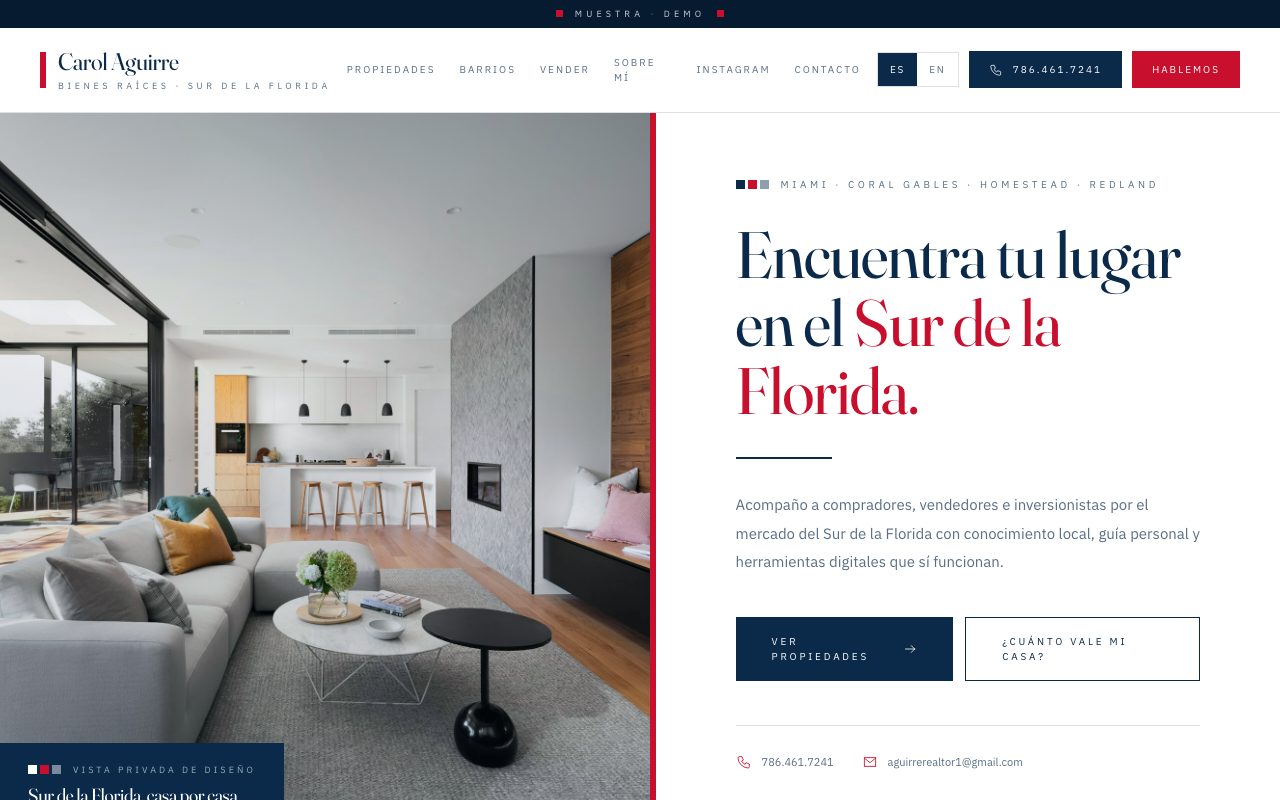 Carol Aguirre — demo personalizado de sitio web