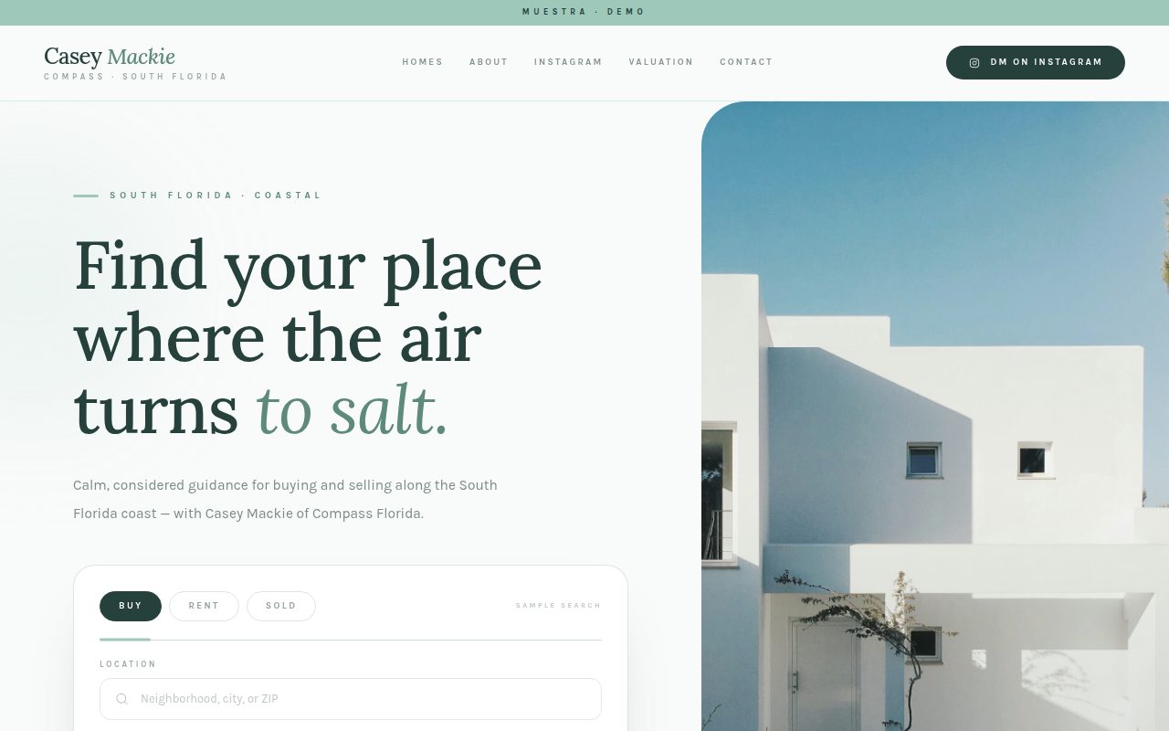 Casey Mackie — demo personalizado de sitio web
