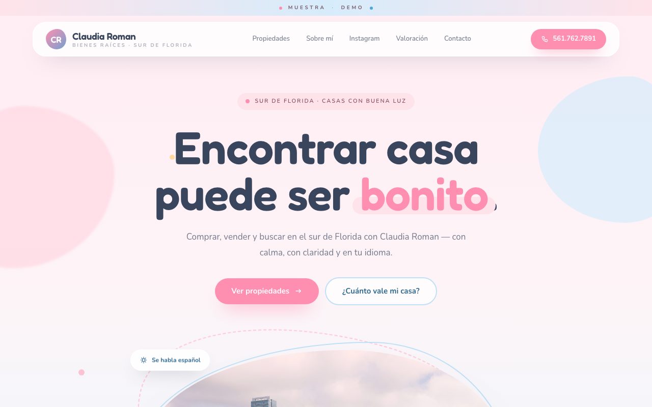 Claudia Roman — demo personalizado de sitio web