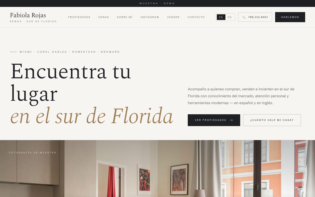 Fabiola Rojas — demo personalizado de sitio web