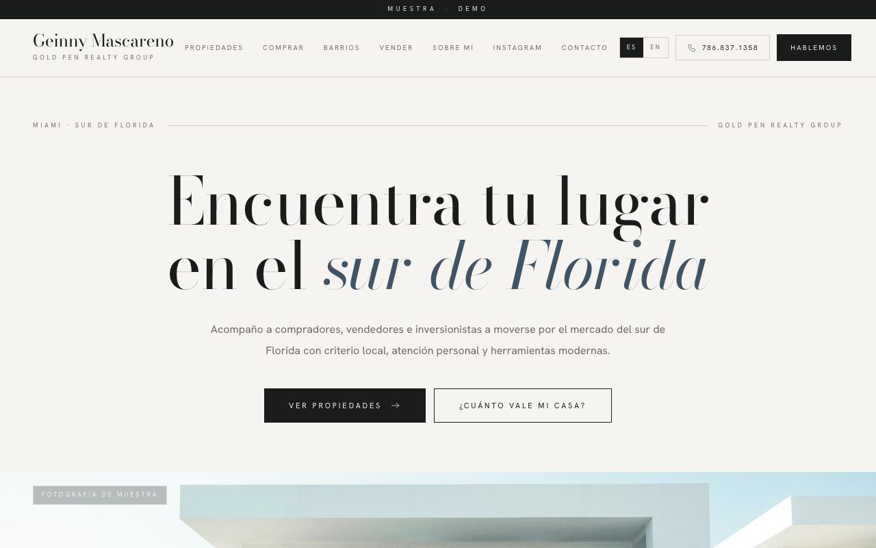 Geinny Mascareno — demo personalizado de sitio web