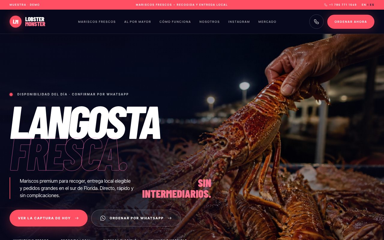 Lobster Monster LLC — demo personalizado de sitio web