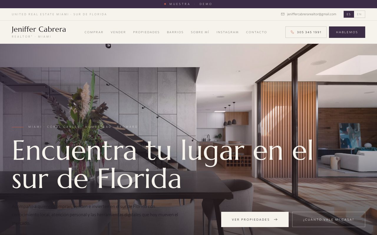 Jeniffer Cabrera — demo personalizado de sitio web