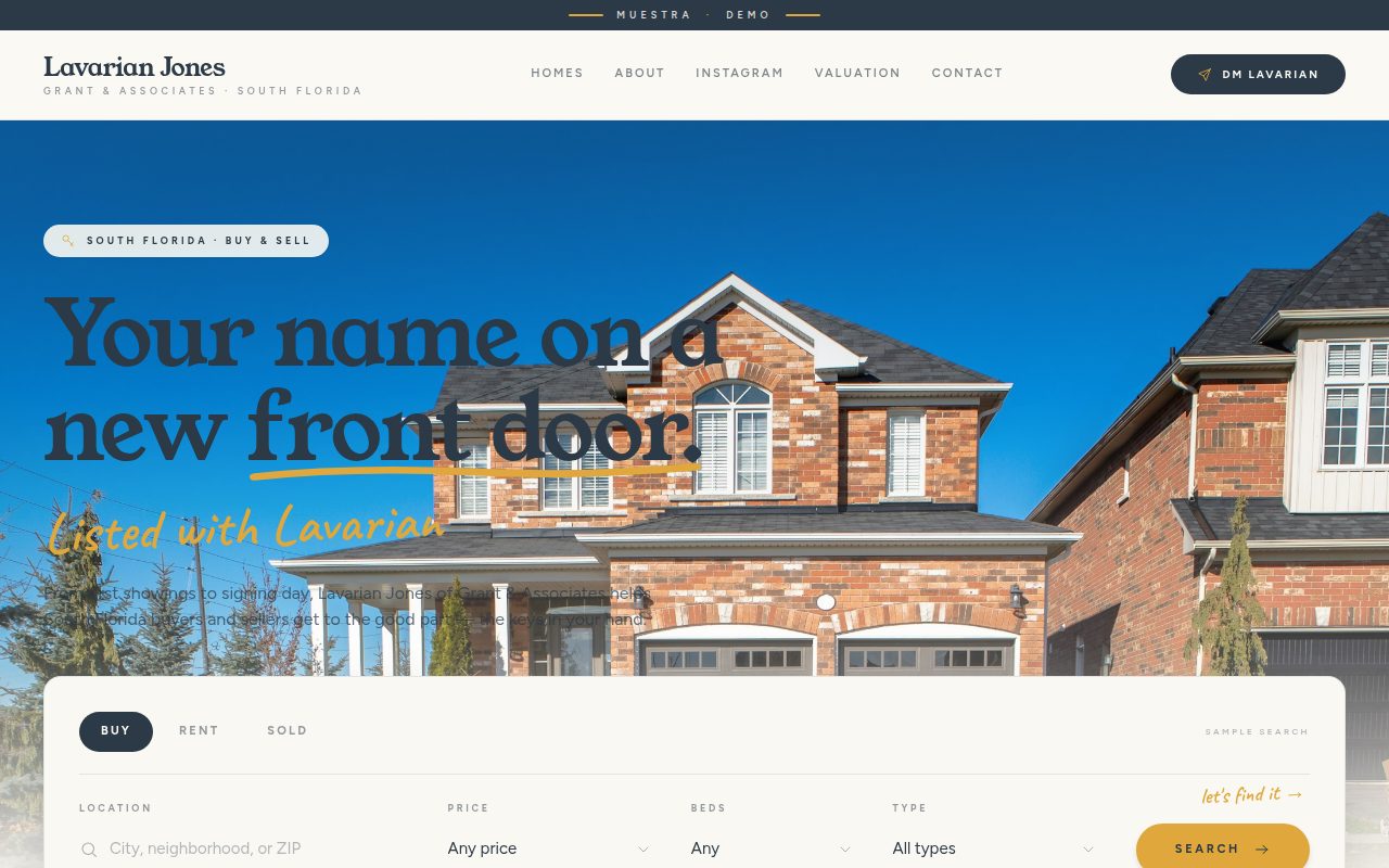 Lavarian Jones — demo personalizado de sitio web