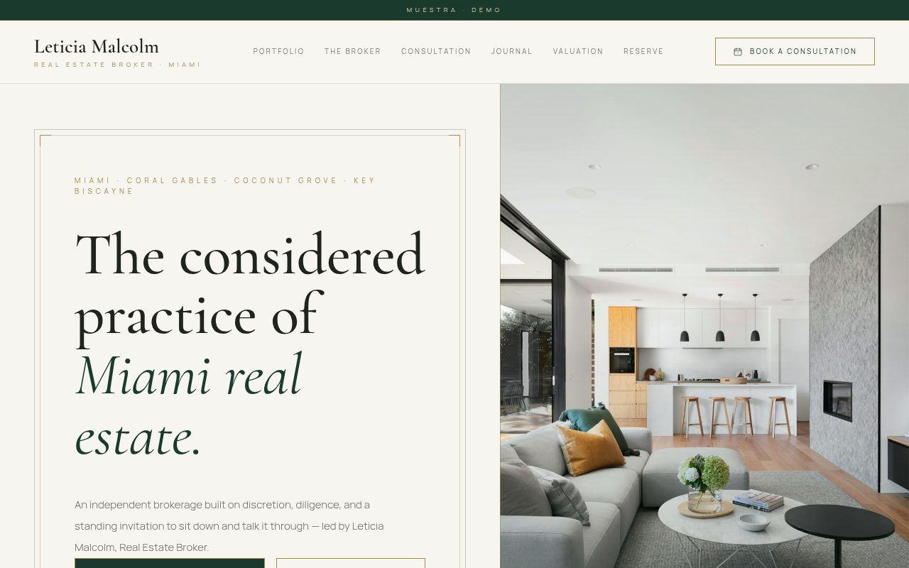 Leticia Malcolm — demo personalizado de sitio web