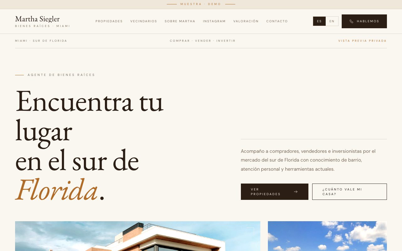 Martha Siegler — demo personalizado de sitio web