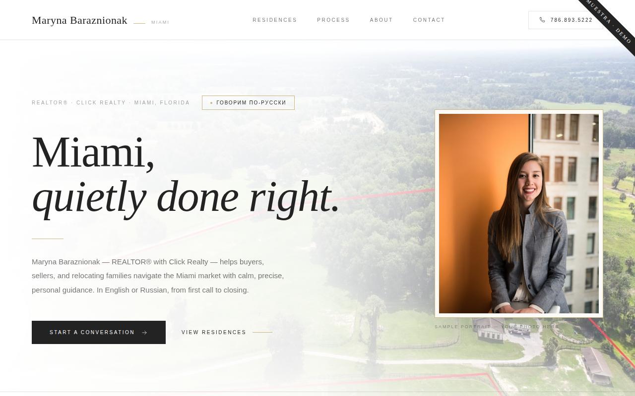 Maryna Baraznionak — personalized website demo preview