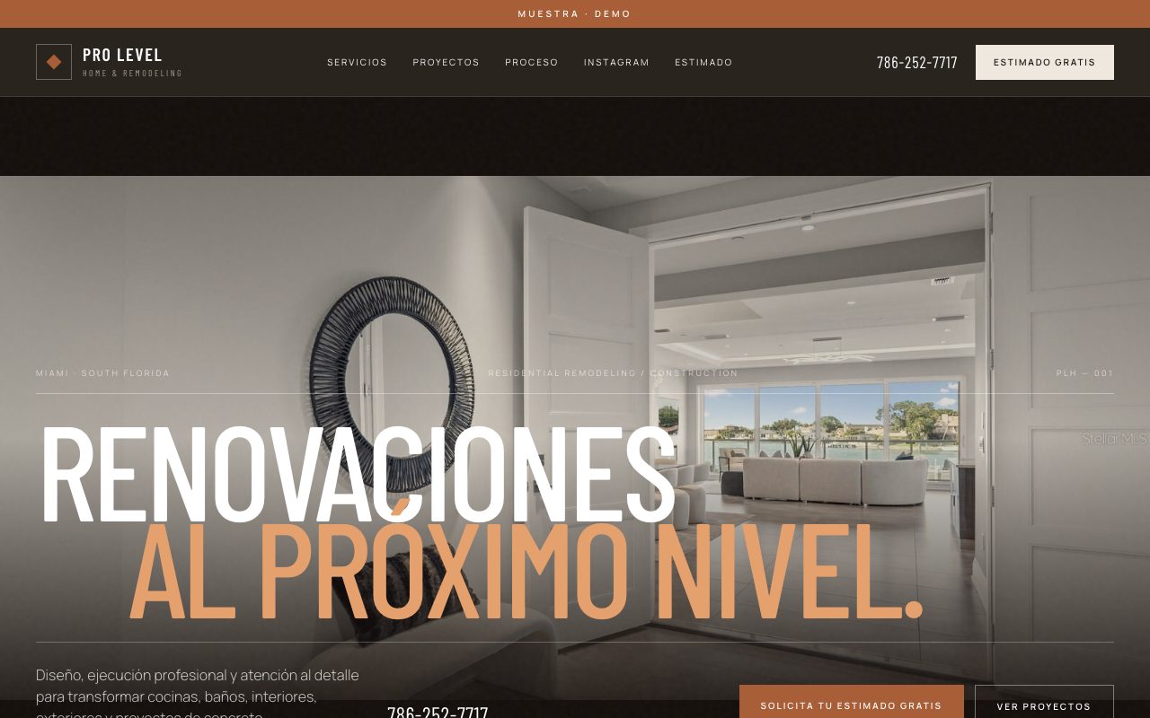 Pro Level Home & Remodeling — demo personalizado de sitio web