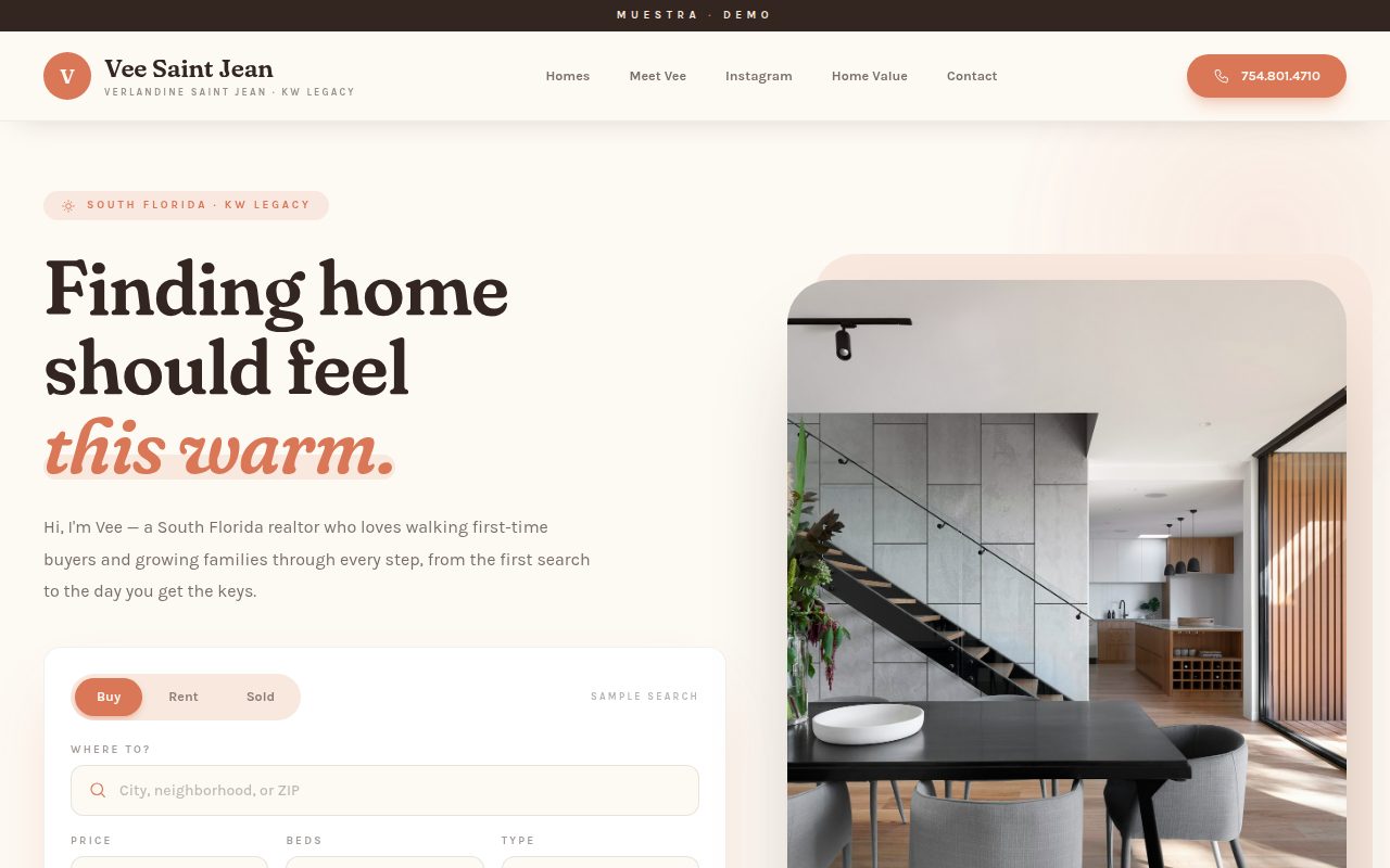 Vee Saint Jean — demo personalizado de sitio web