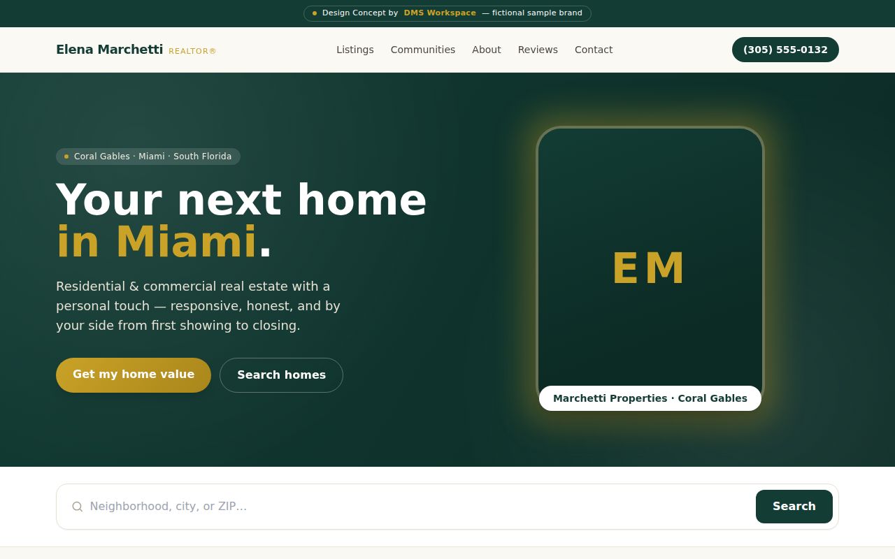 Elena Marchetti — real estate website design concept