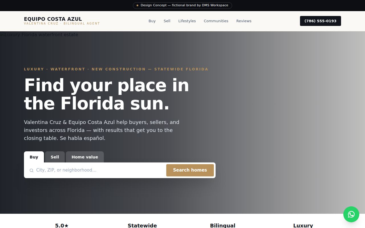 Valentina Cruz — real estate website design concept